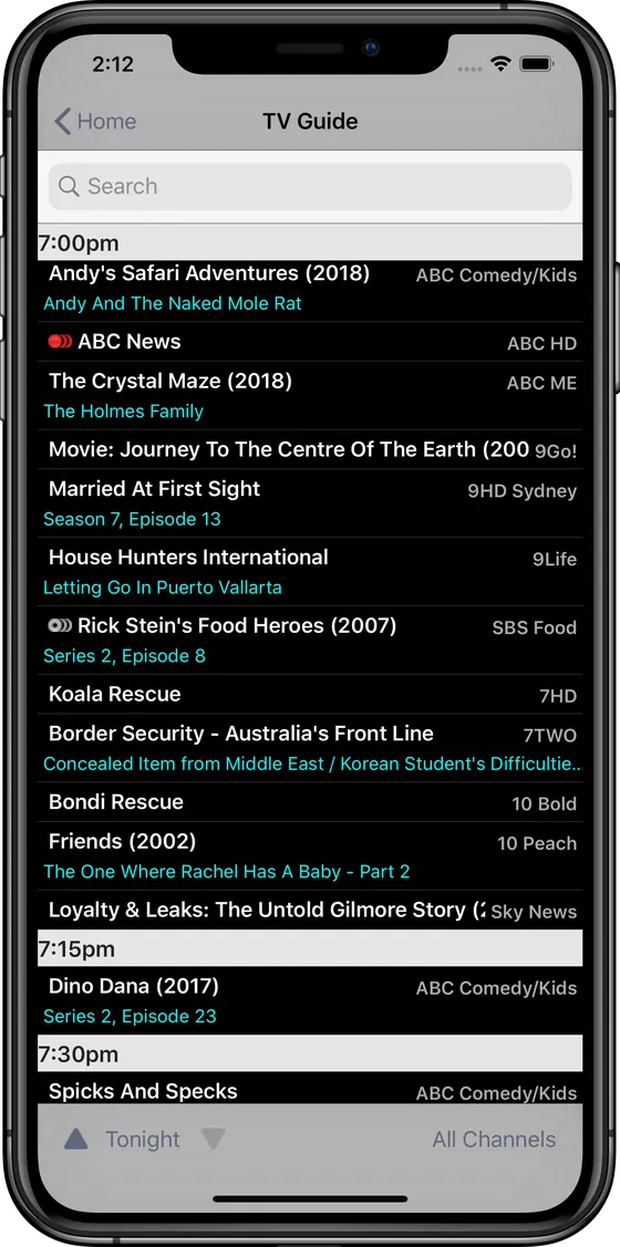 Easy to read TV Guide in the IceTV app