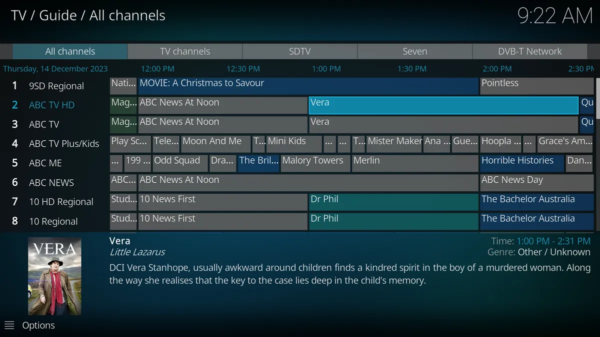 The IceBox TV guide on screen